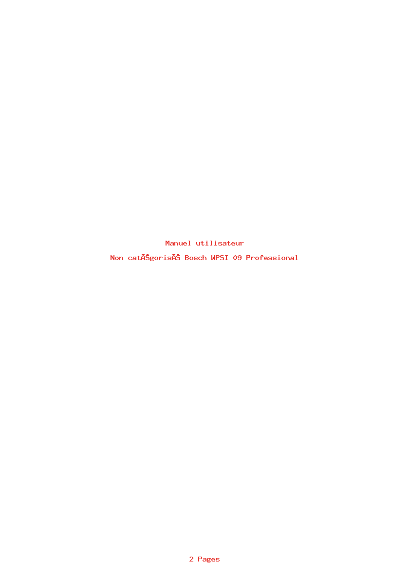 Page 1 de la notice Manuel utilisateur Bosch WPSI 09 Professional