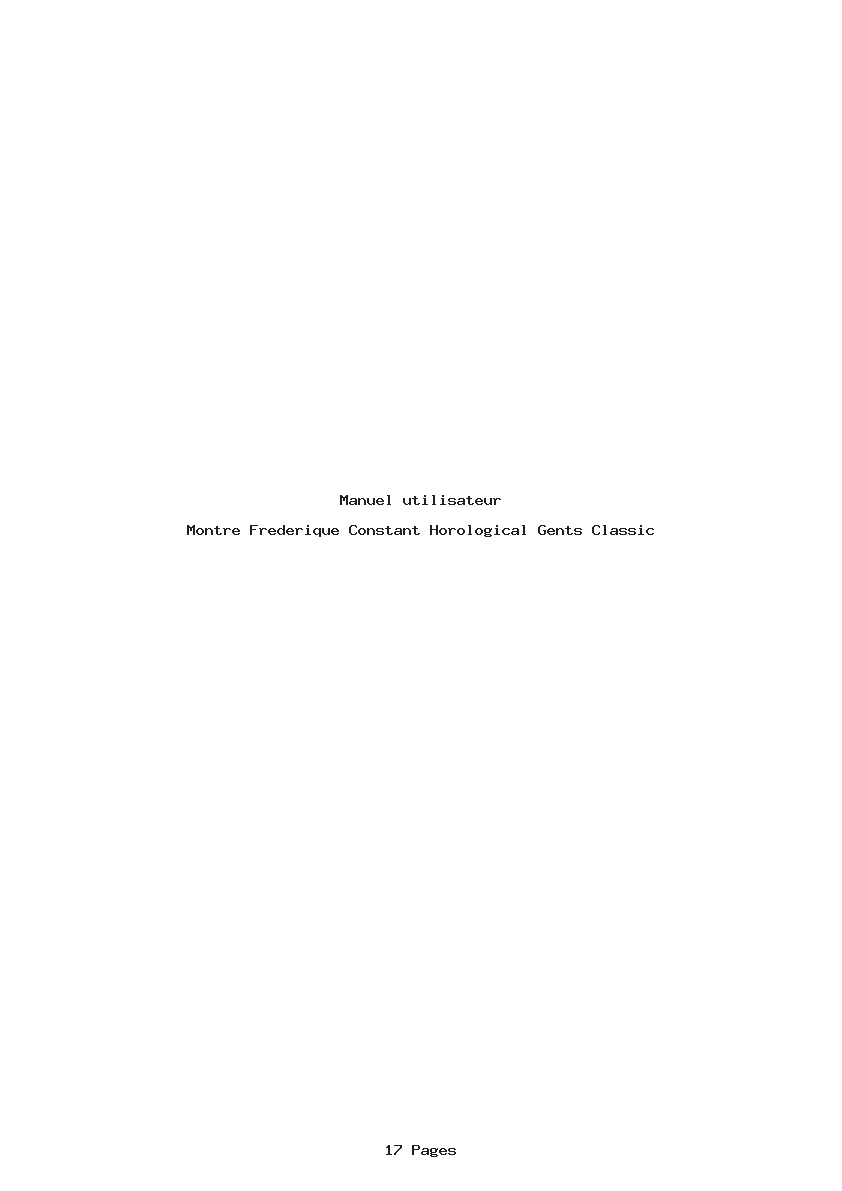Page 1 de la notice Manuel utilisateur Frederique Constant Horological Gents Classic