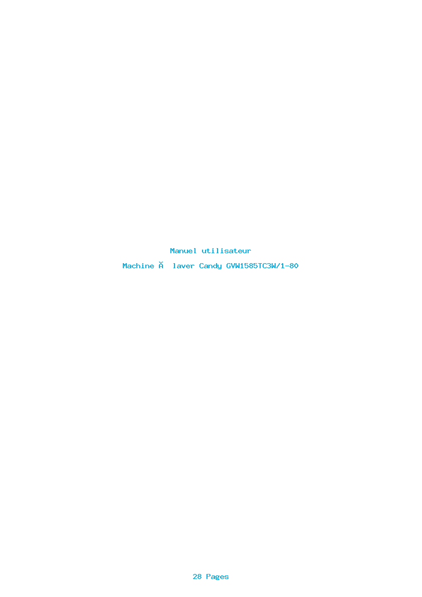 Page 1 de la notice Manuel utilisateur Candy GVW1585TC3W/1-80