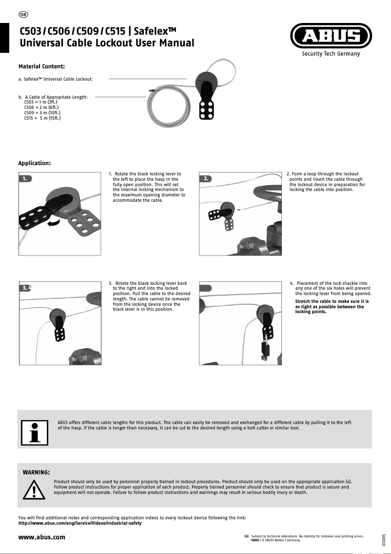 Page 1 de la notice Manuel utilisateur Abus C503