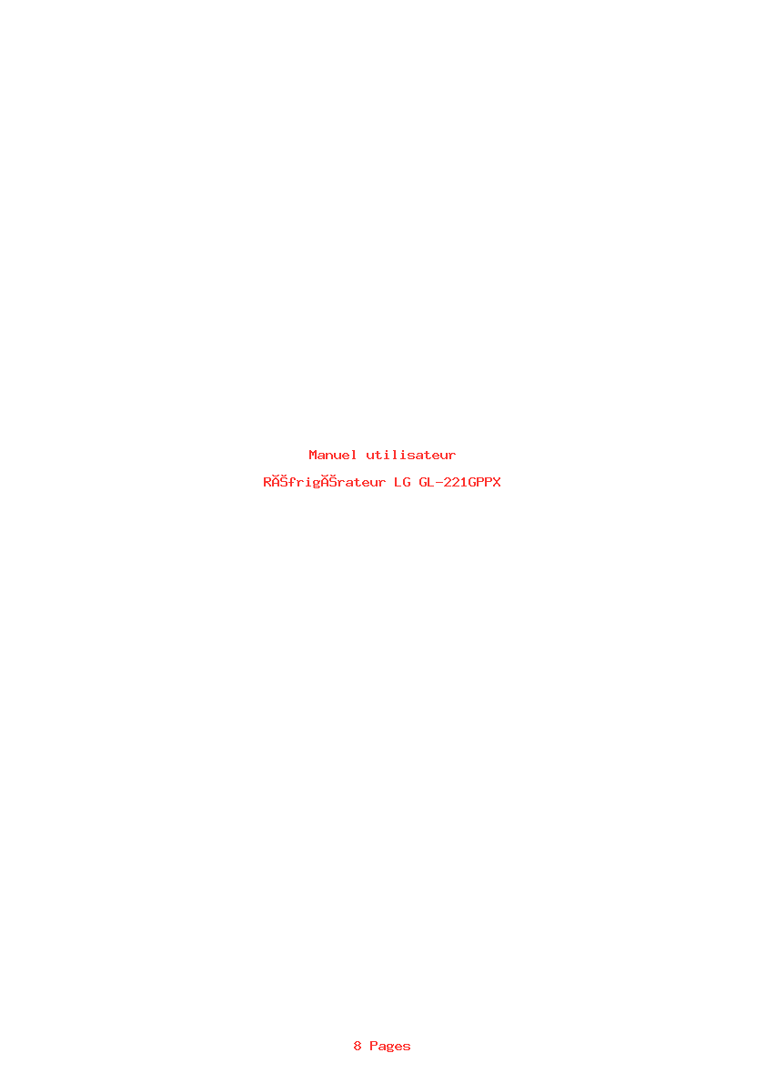 Page 1 de la notice Manuel utilisateur LG GL-221GPPX