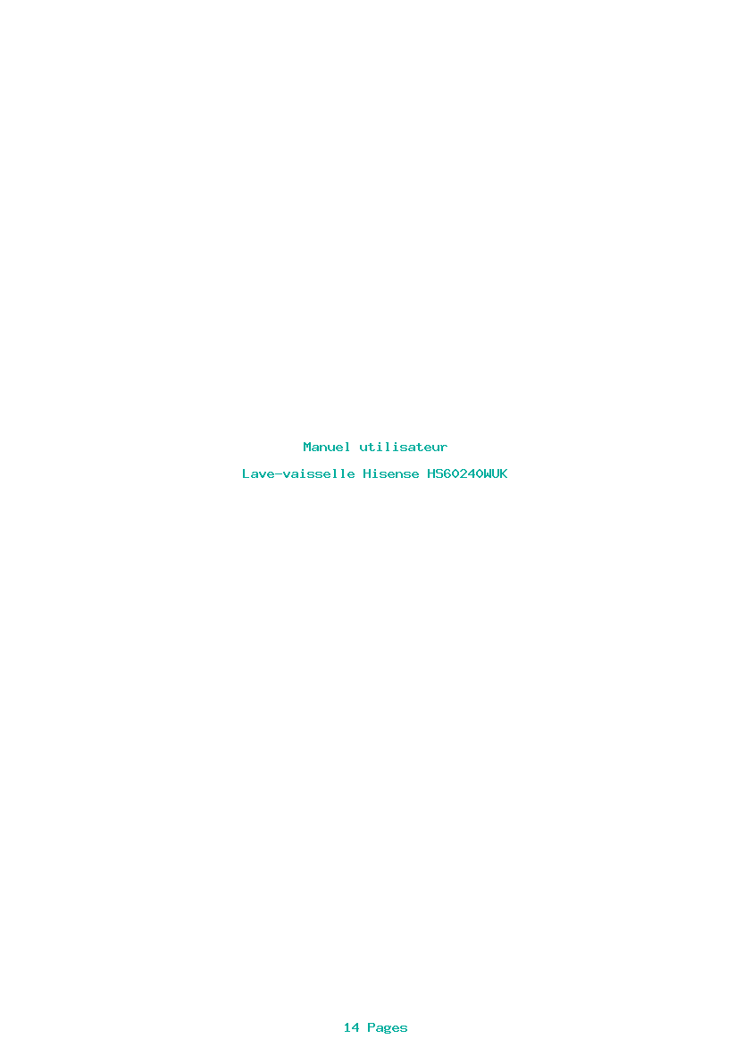 Page 1 de la notice Manuel utilisateur Hisense HS60240WUK