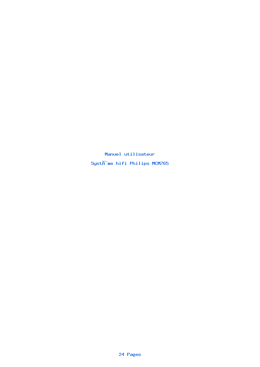 Page 1 de la notice Manuel utilisateur Philips MCM765