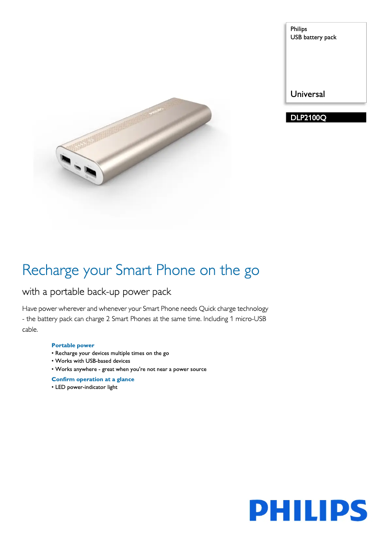 Page 1 de la notice Manuel utilisateur Philips DLP2100Q