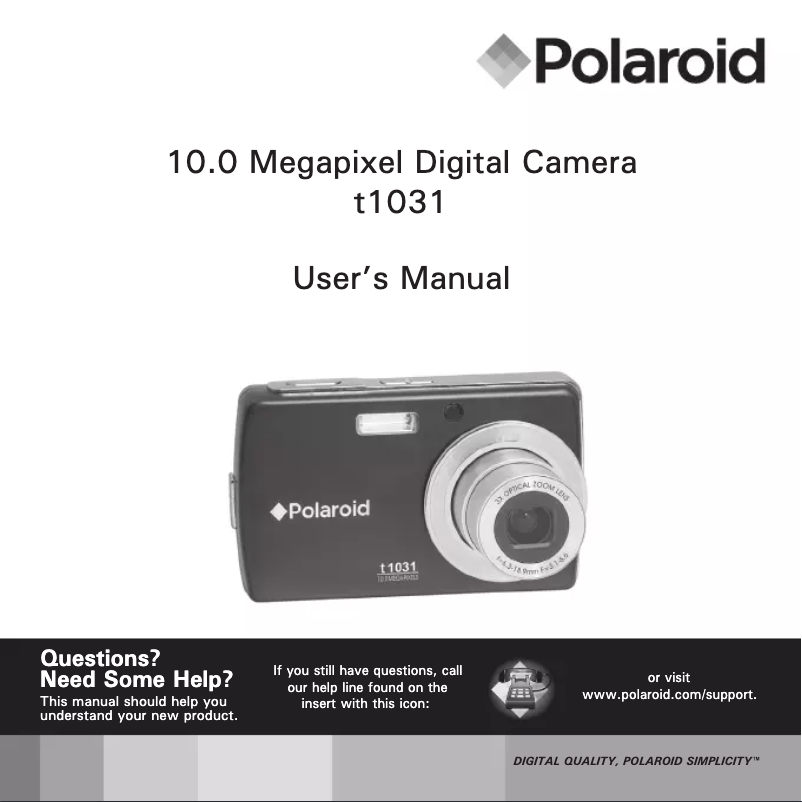 Page 1 de la notice Manuel utilisateur Polaroid t1031