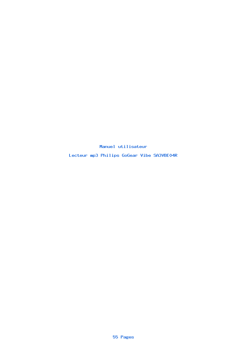 Page 1 de la notice Manuel utilisateur Philips GoGear Vibe SA3VBE04R