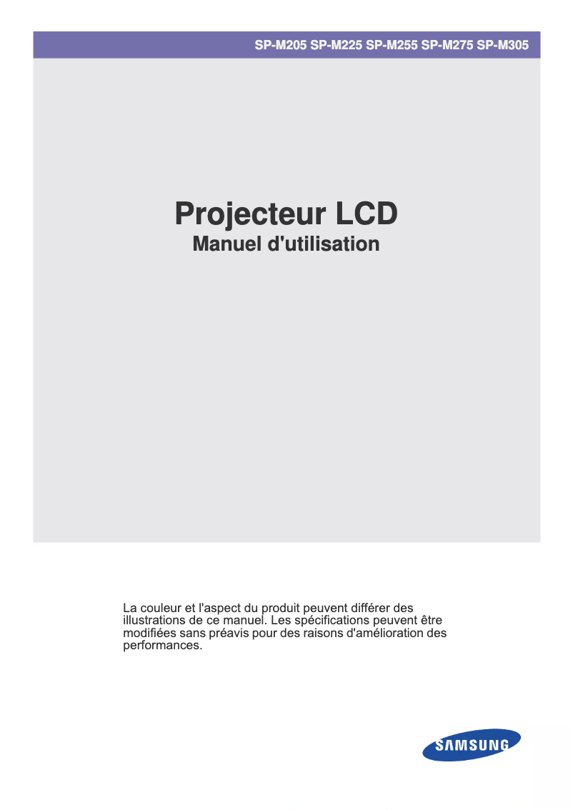 Página 1 del manual Manual de usuario Samsung SP-M305