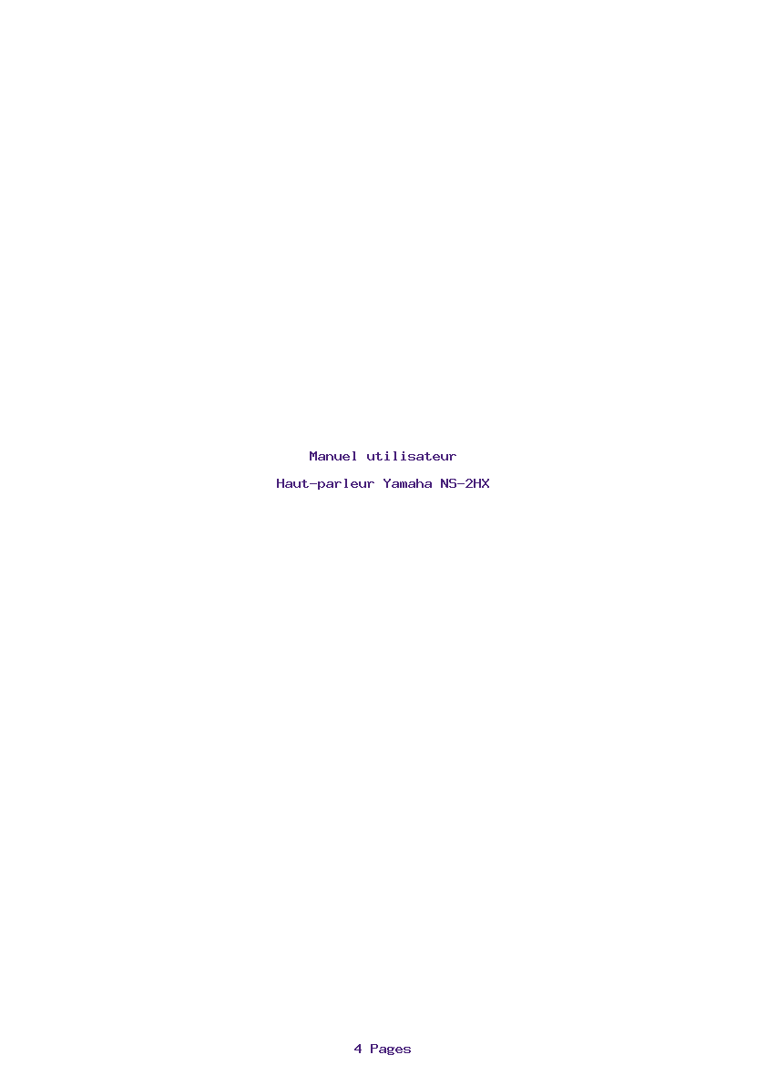 Page 1 de la notice Manuel utilisateur Yamaha NS-2HX