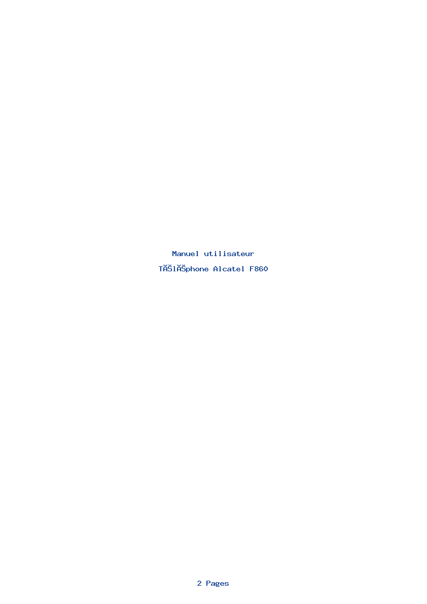 Image de la première page du manuel de l'appareil F860