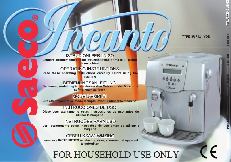 Page 1 of the manual User Manual Philips Saeco Incanto Rapid Steam