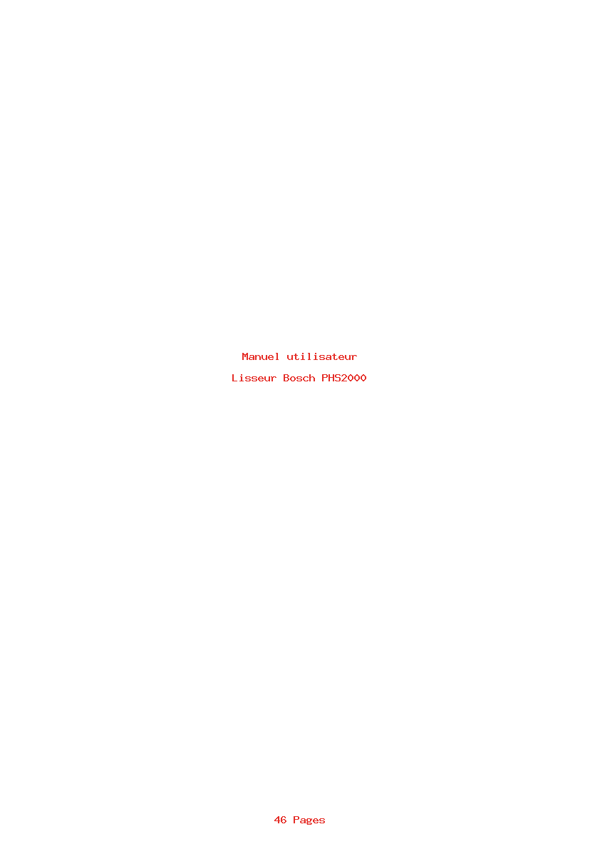 Page 1 de la notice Manuel utilisateur Bosch PHS2000