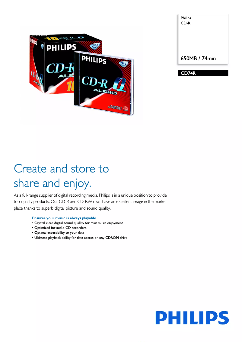 Page 1 of the manual User Manual Philips CD74R