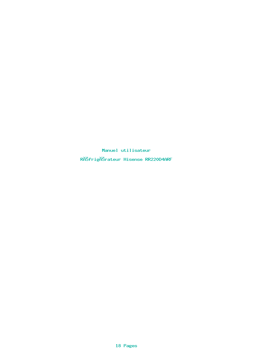 Page 1 de la notice Manuel utilisateur Hisense RR220D4ARF