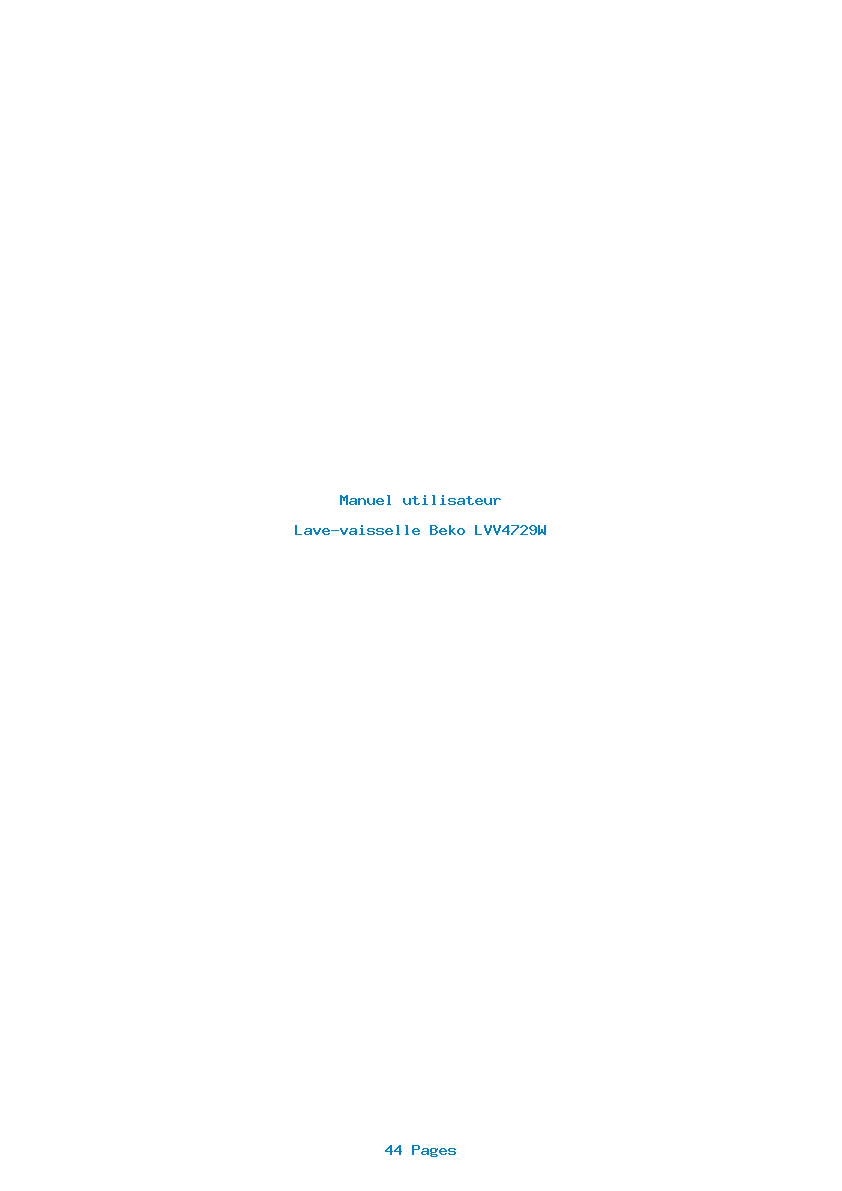 Page 1 de la notice Manuel utilisateur Beko LVV4729W