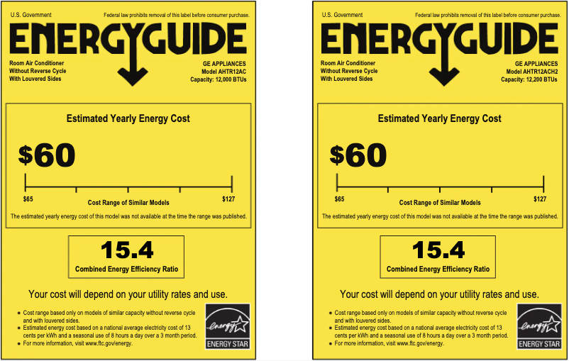 Página 1 del manual Etiqueta energética GE Profile AHTR12AC