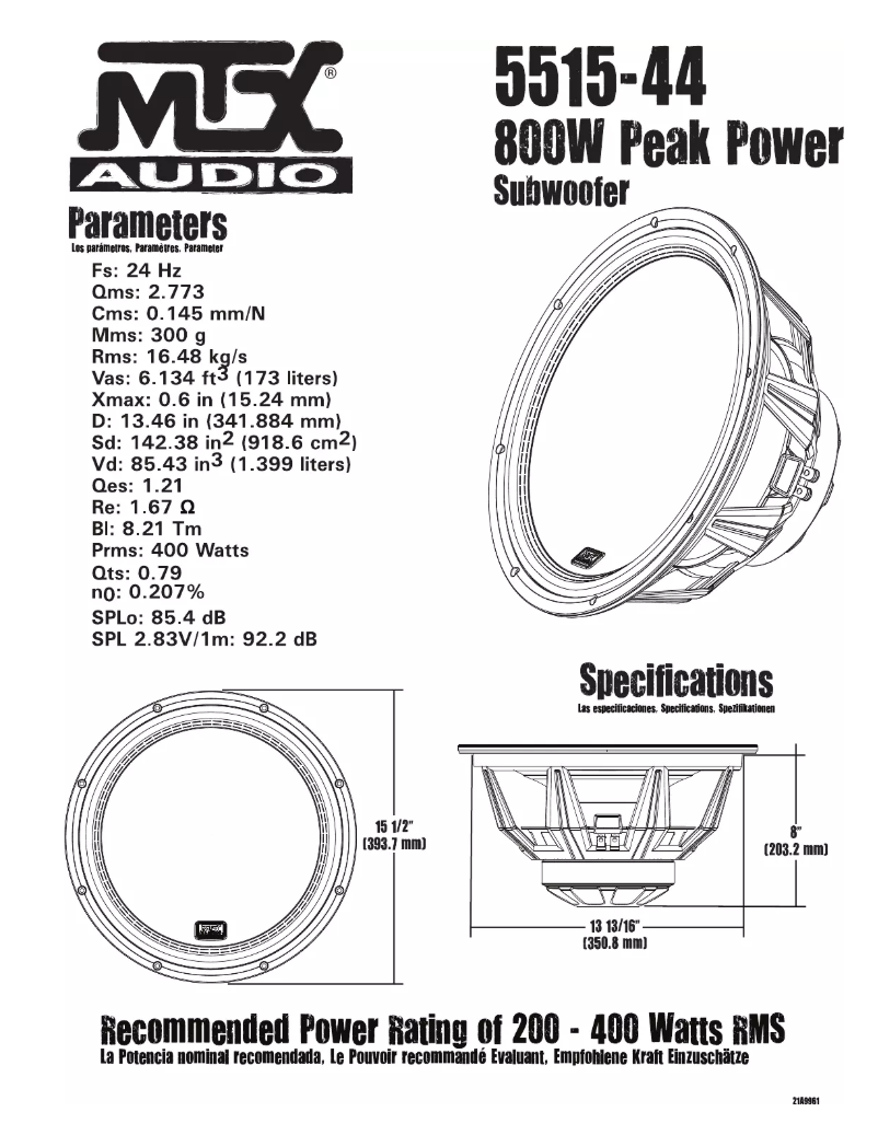 Página 1 del manual Manual de usuario MTX Audio 5515-44