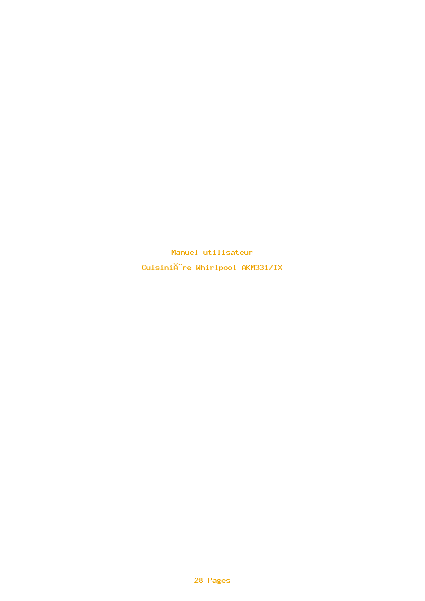 Page 1 de la notice Manuel utilisateur Whirlpool AKM331/IX