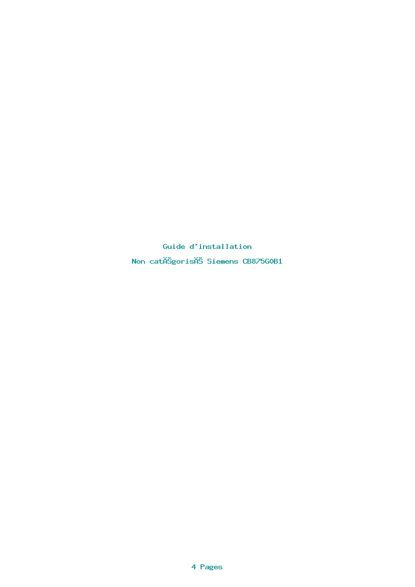 Page 1 de la notice Guide d'installation Siemens CB875G0B1