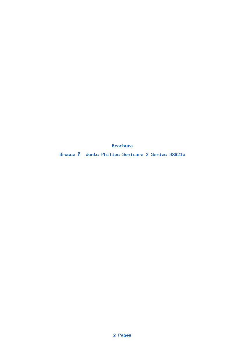 Page 1 de la notice Brochure Philips Sonicare 2 Series HX6215