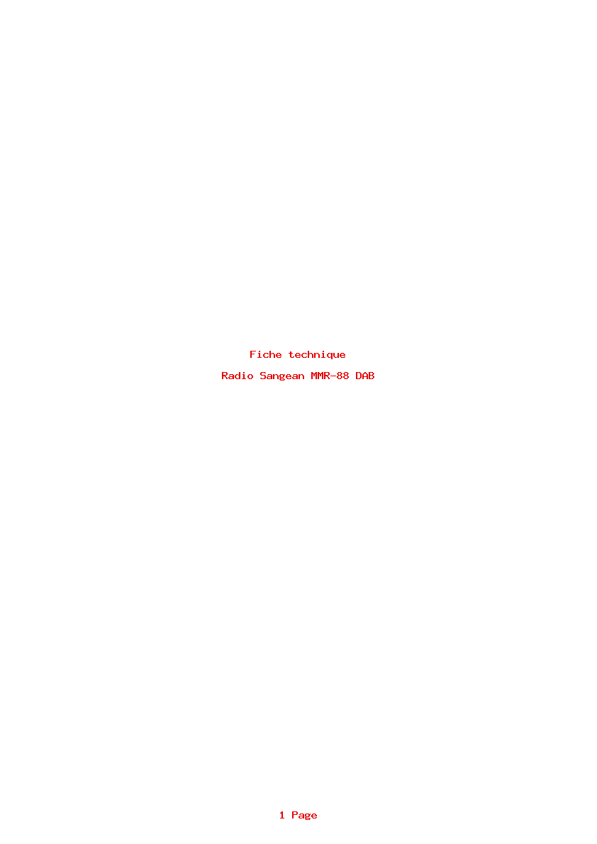 Page 1 de la notice Fiche technique Sangean MMR-88 DAB