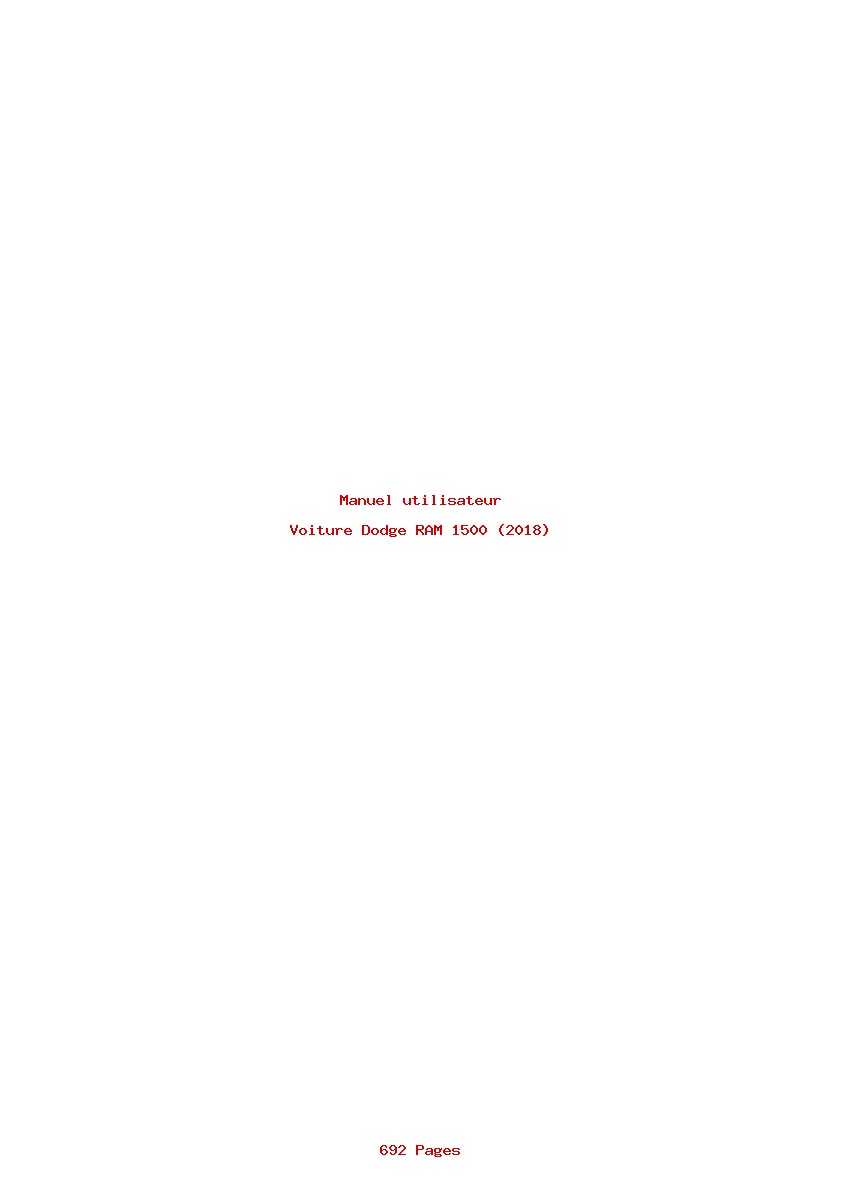 Page 1 de la notice Manuel utilisateur Dodge RAM 1500 (2018)