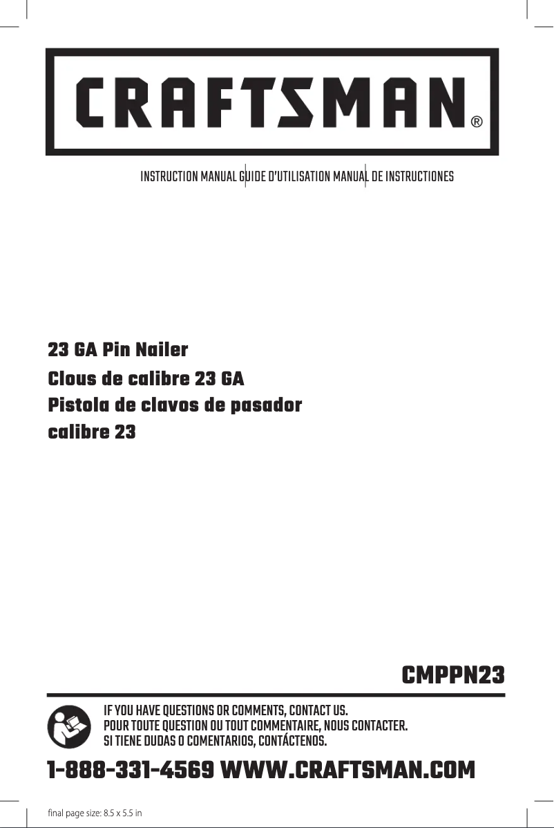 Page 1 de la notice Manuel utilisateur Craftsman CMPPN23
