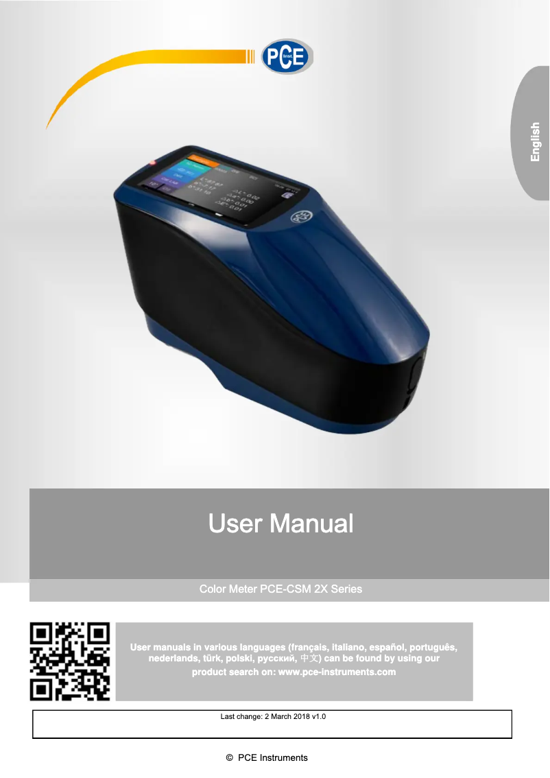 Page 1 de la notice Manuel utilisateur PCE Instruments PCE-CSM 20