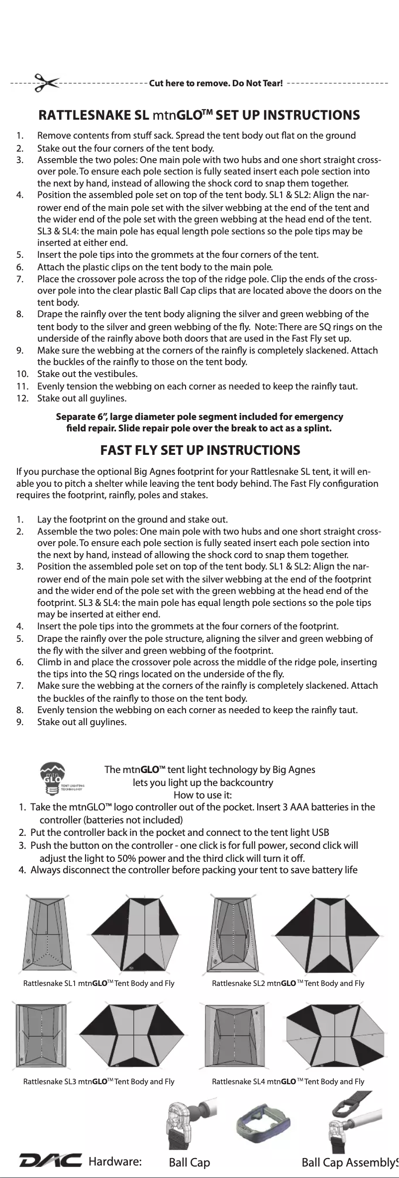 Page 1 de la notice Manuel utilisateur Big Agnes Rattlesnak SL1 mtnGLO