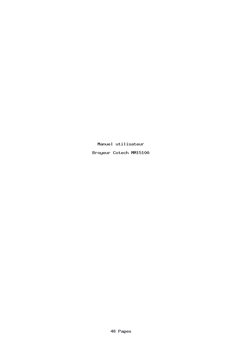 Page 1 de la notice Manuel utilisateur Cotech MM1510A