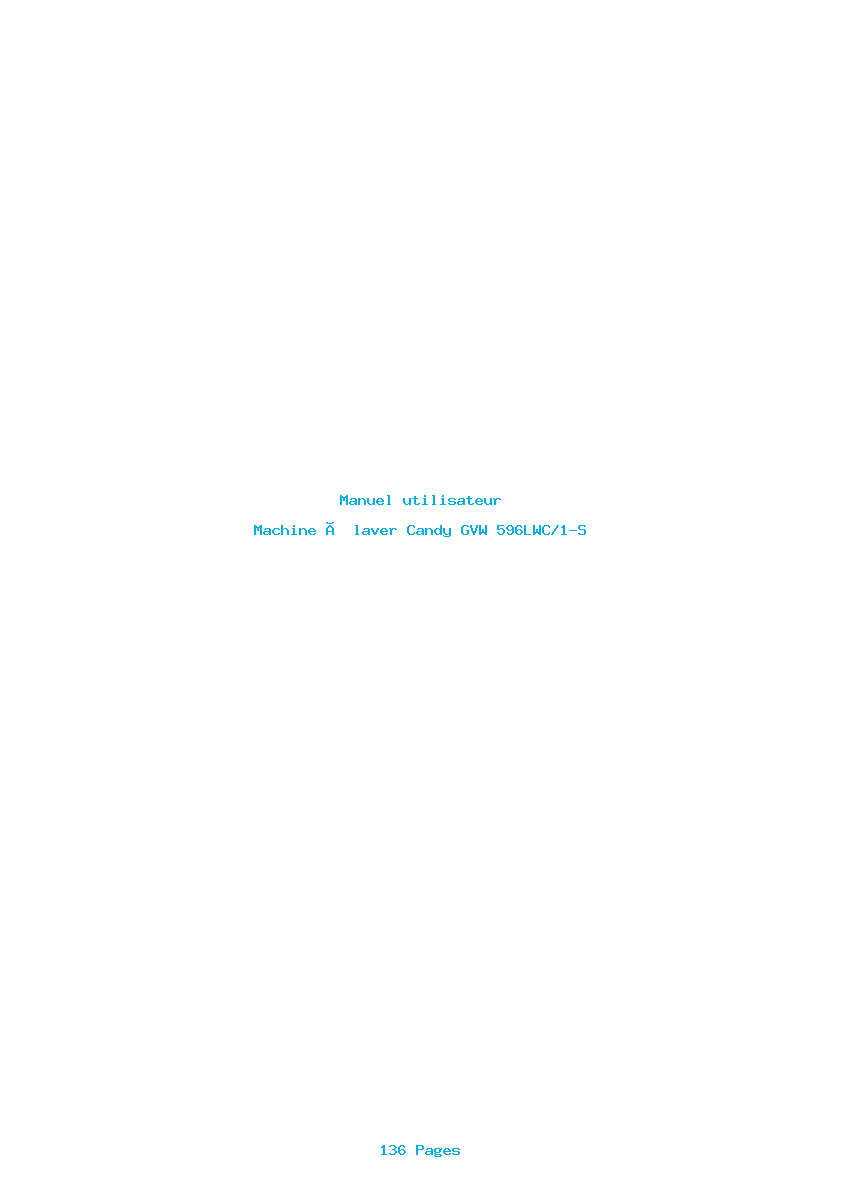 Page 1 de la notice Manuel utilisateur Candy GVW 596LWC/1-S