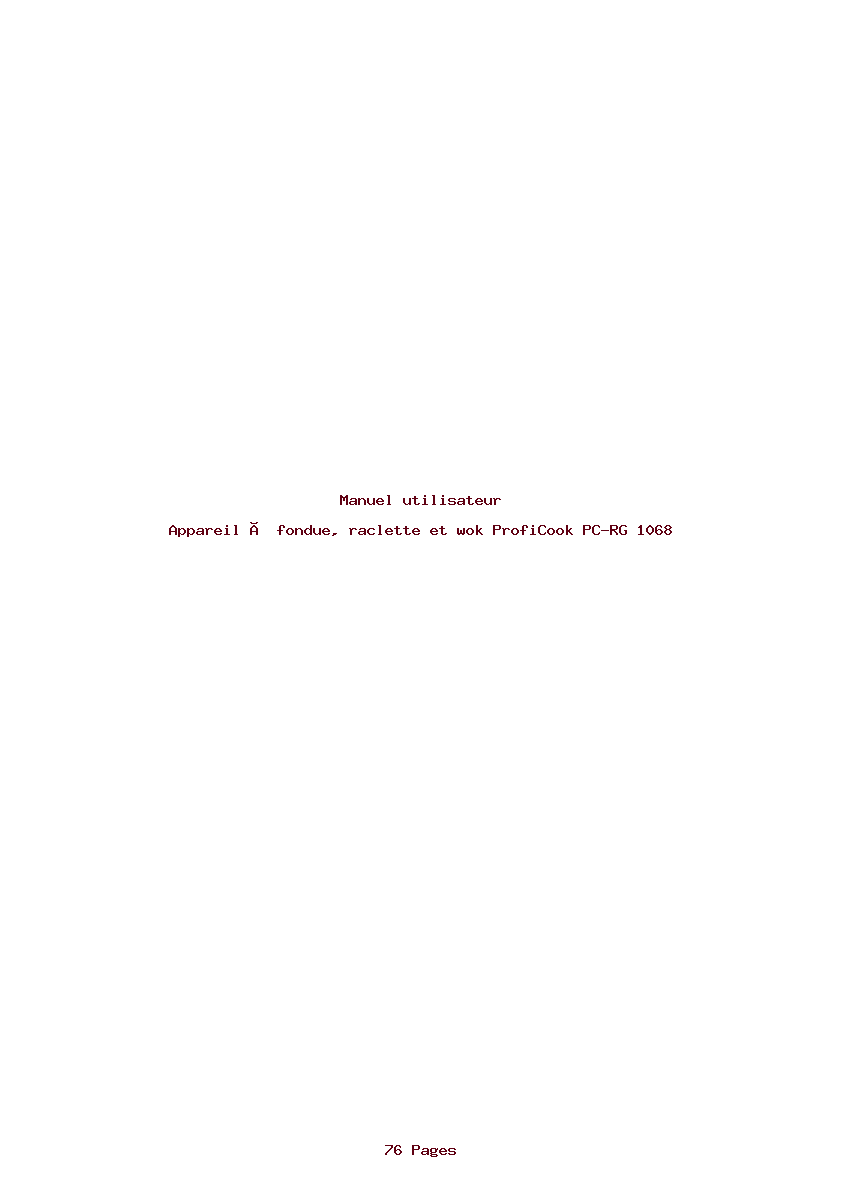 Page 1 de la notice Manuel utilisateur ProfiCook PC-RG 1068