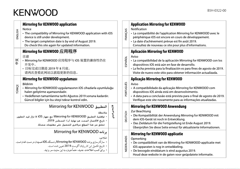 Page 1 de la notice Manuel utilisateur Kenwood DDX719WBTM