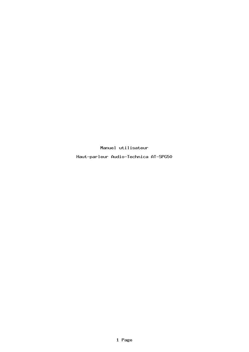 Page 1 de la notice Manuel utilisateur Audio-Technica AT-SPG50