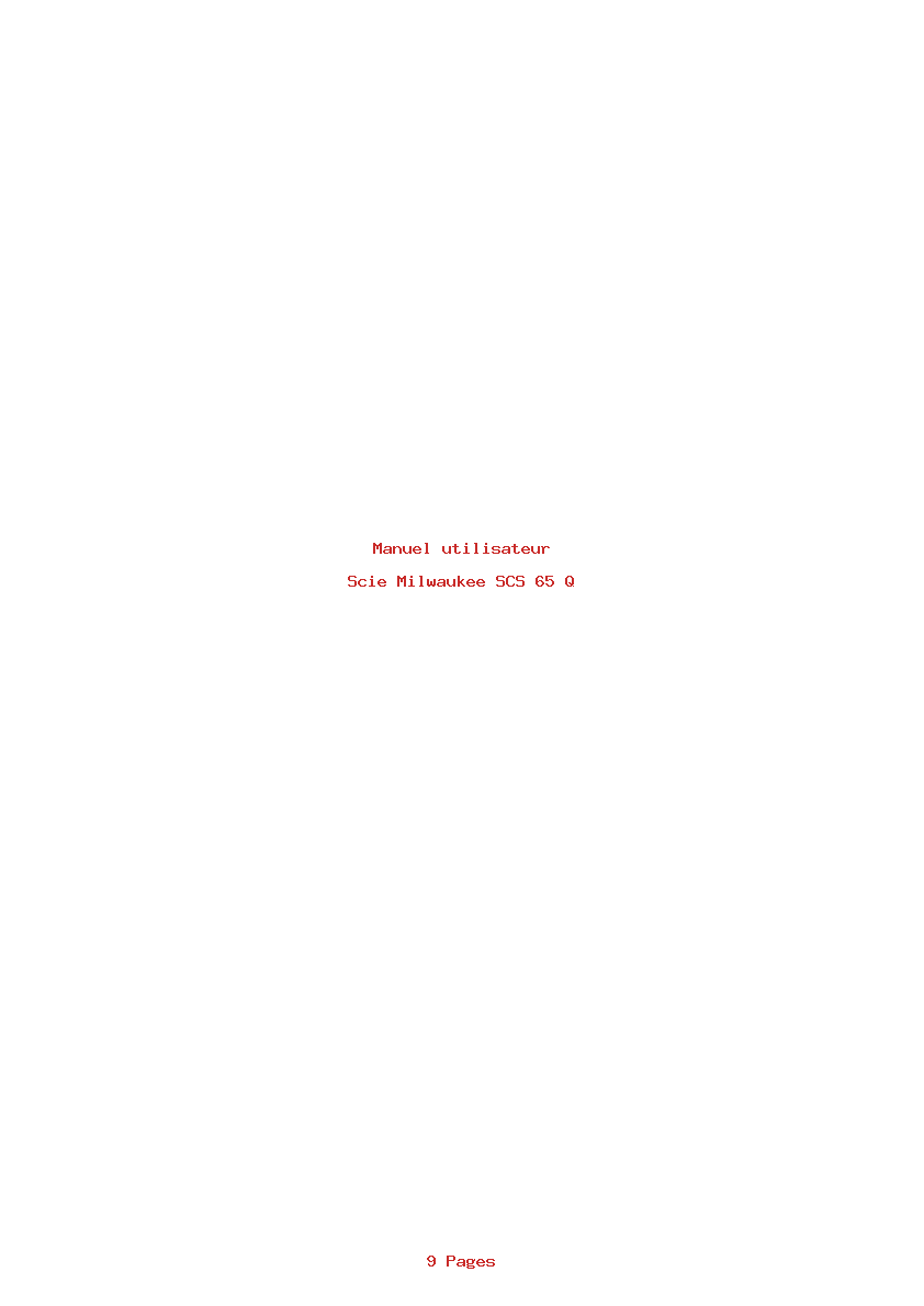 Page 1 de la notice Manuel utilisateur Milwaukee SCS 65 Q