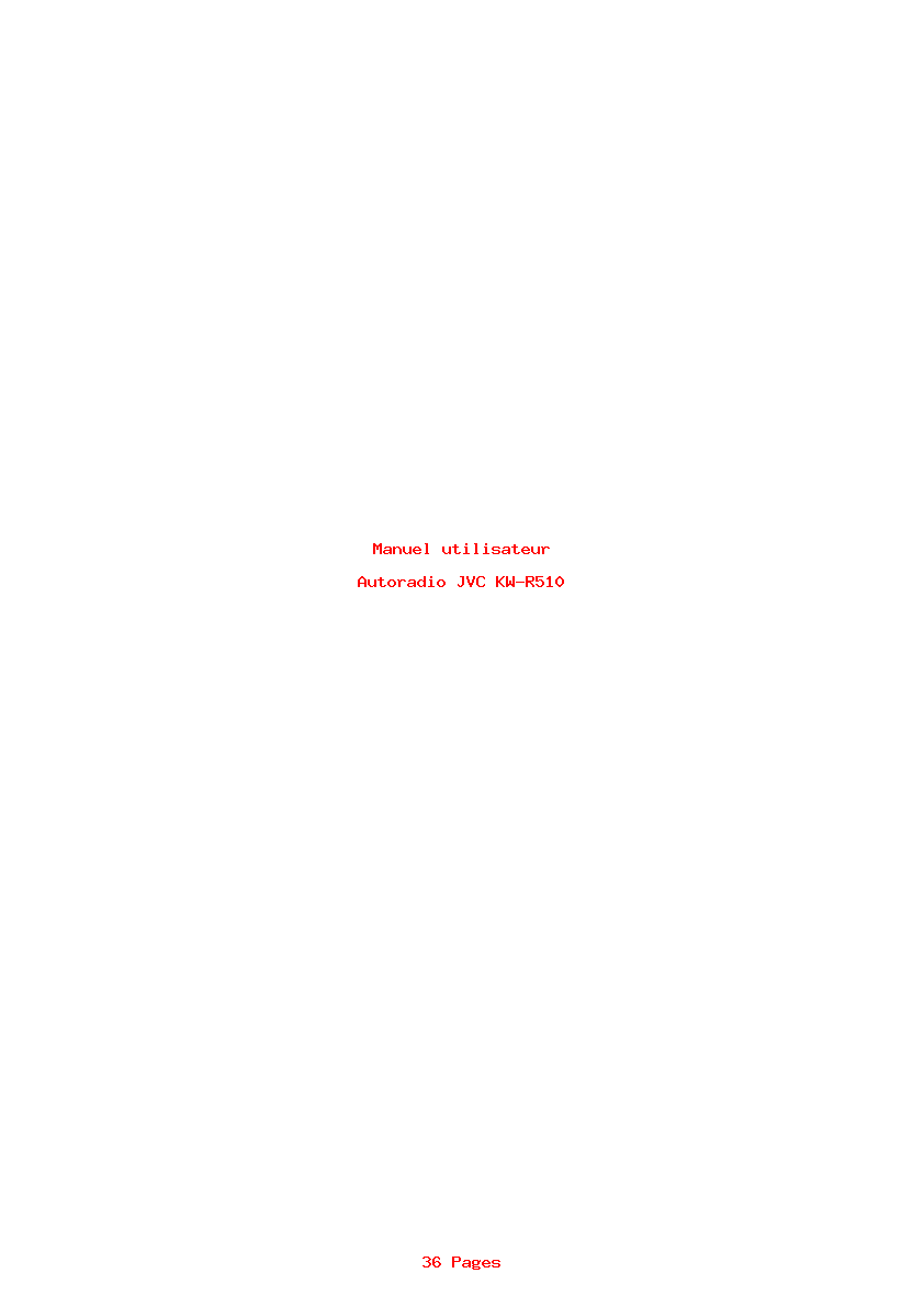 Page 1 de la notice Manuel utilisateur JVC KW-R510