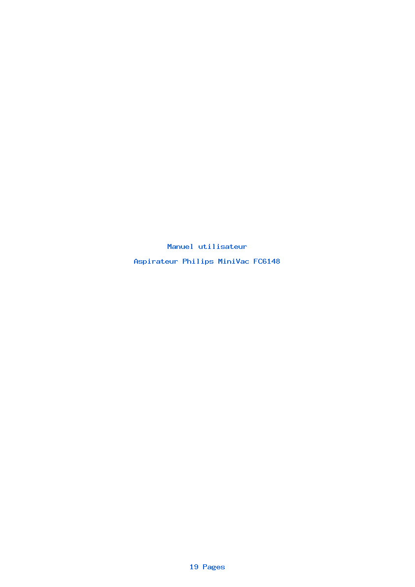 Page 1 de la notice Manuel utilisateur Philips MiniVac FC6148