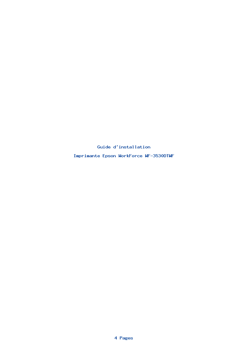 Page 1 de la notice Guide d'installation Epson WorkForce WF-3530DTWF