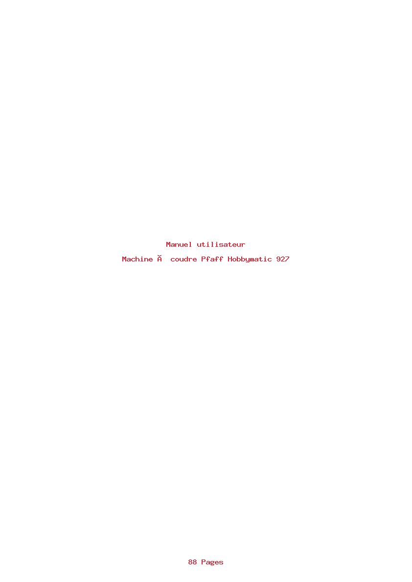 Page 1 de la notice Manuel utilisateur Pfaff Hobbymatic 927