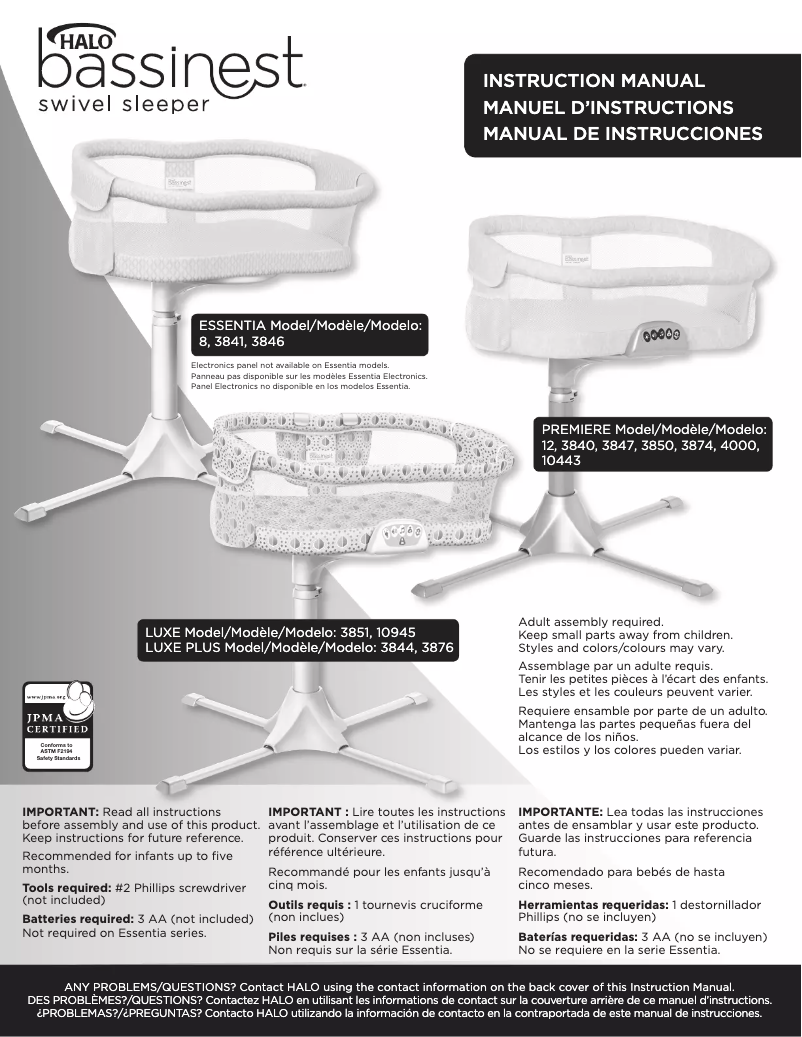 Page 1 de la notice Manuel utilisateur Halo Bassinest Premiere 10443
