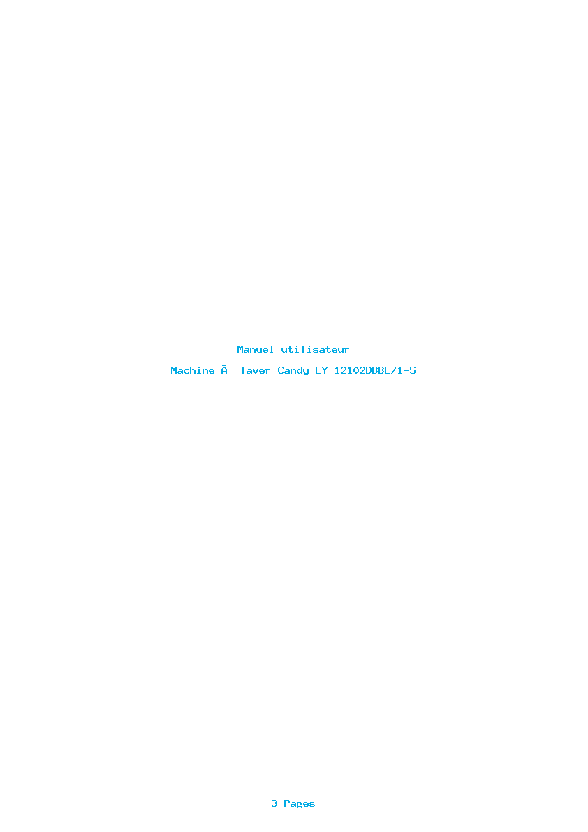 Page 1 de la notice Manuel utilisateur Candy EY 12102DBBE/1-S