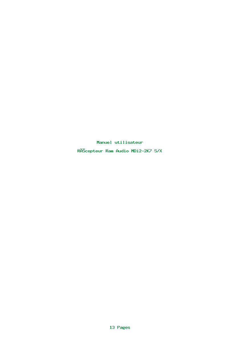 Page 1 de la notice Manuel utilisateur Ram Audio MDi2-2K7 S/X