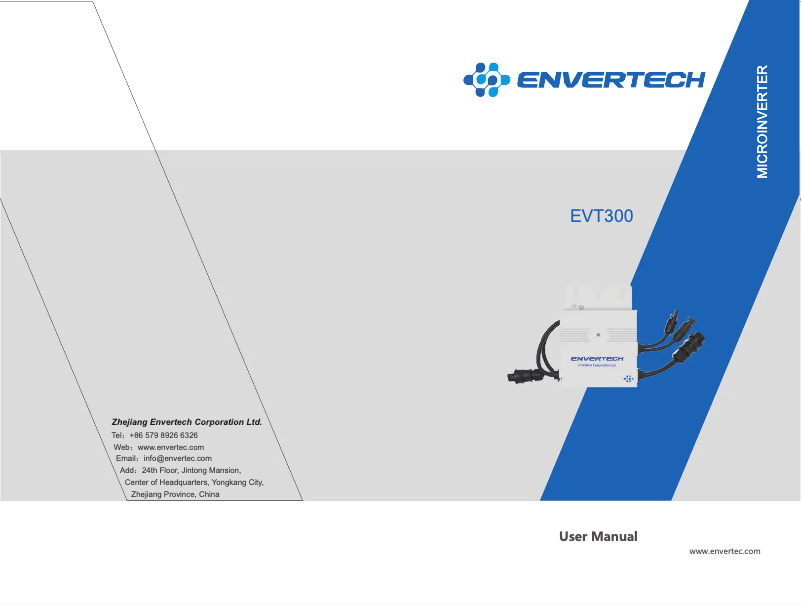Page 1 de la notice Manuel utilisateur Envertech EVT300