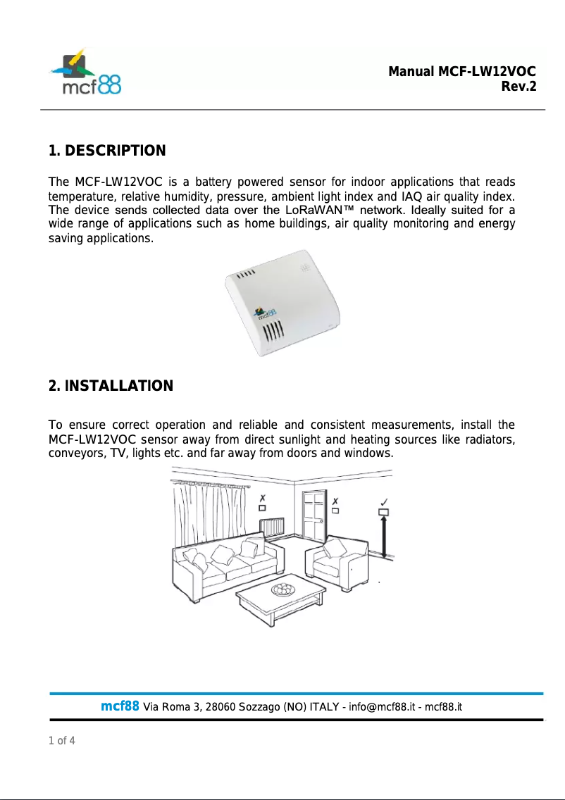 Page 1 de la notice Manuel utilisateur MCF88 MCF-LW12VOC