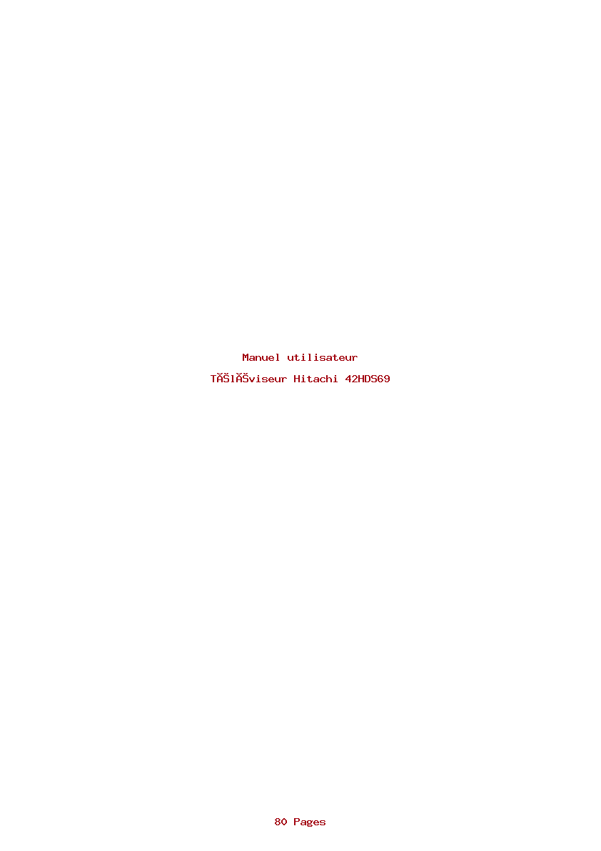 Page 1 de la notice Manuel utilisateur Hitachi 42HDS69
