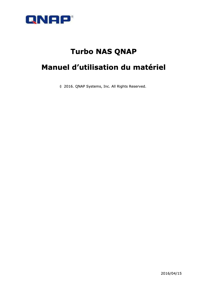 Page 1 de la notice Manuel utilisateur QNAP TS-EC879U-RP