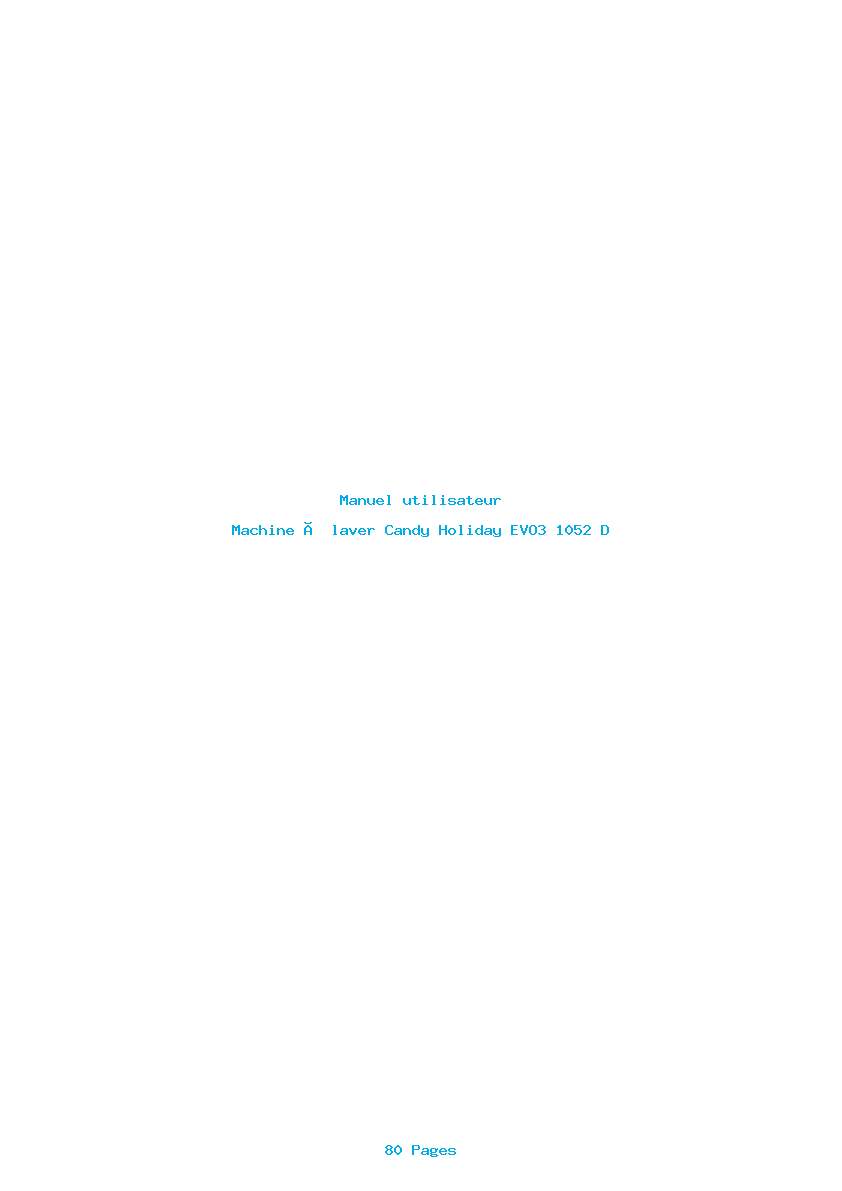 Page 1 de la notice Manuel utilisateur Candy Holiday EVO3 1052 D