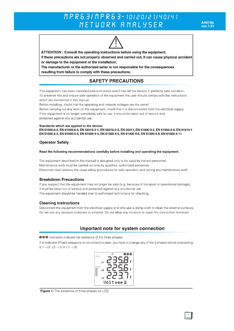 Page 1 de la notice Manuel utilisateur ENTES MPR-63-42