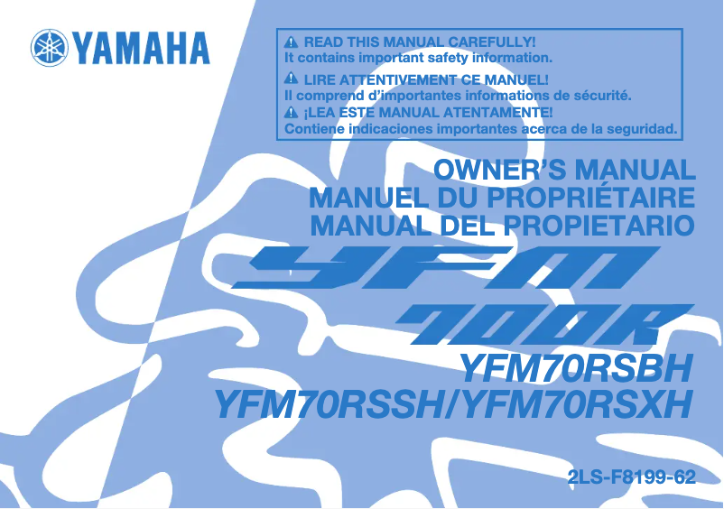 Page 1 de la notice Manuel utilisateur Yamaha YFM700R (2017)