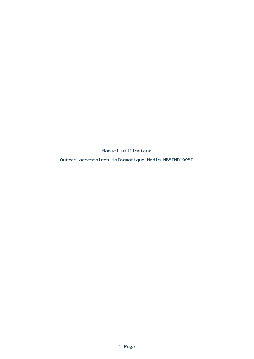 Page 1 de la notice Manuel utilisateur Nedis NBSTND100SI
