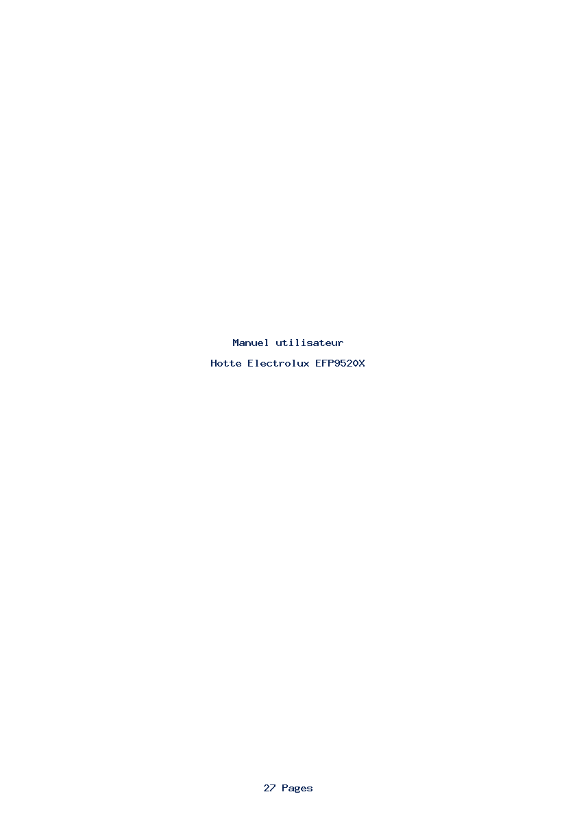 Page 1 de la notice Manuel utilisateur Electrolux EFP9520X